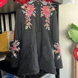 Johnny Was Workshop Embroidered,Sherpa lined jacket , size Small
